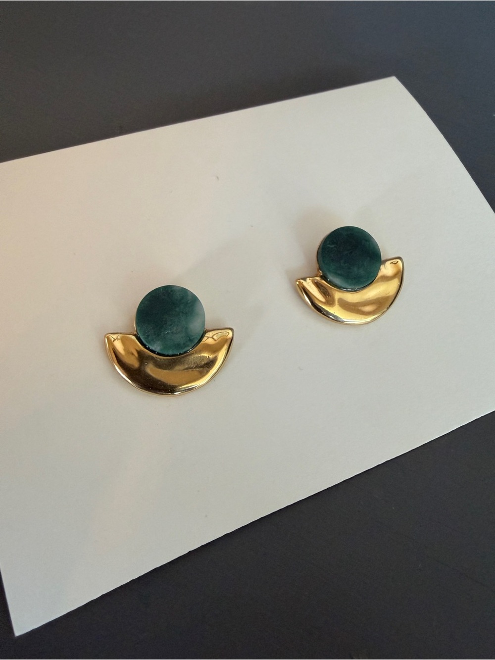 J.Crew Gold-Tone Stud Earrings with Green Center Accent - Women Jewelry